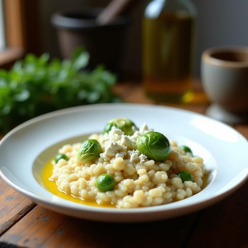 Risotto de Coles de Bruselas y Gorgonzola con Vinagre de Manzana: Receta Italiana en Thermomix