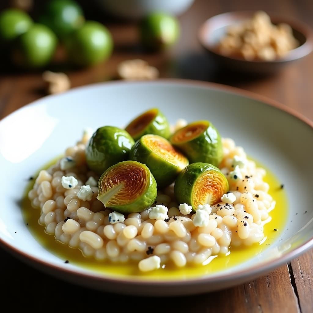 Risotto de Coles de Bruselas con Queso Azul: Receta Keto en Thermomix sin Lácteos