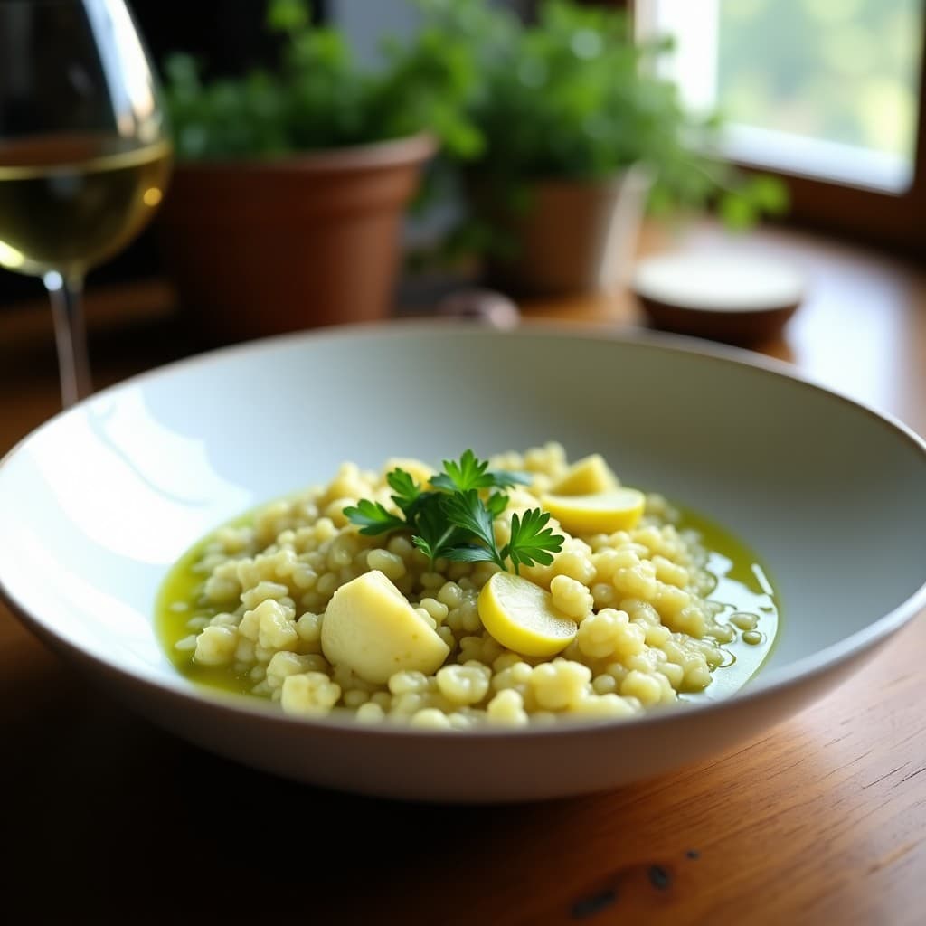 Risotto de Coliflor y Alcachofa con Vino Verde: Receta Portuguesa Keto en Airfryer