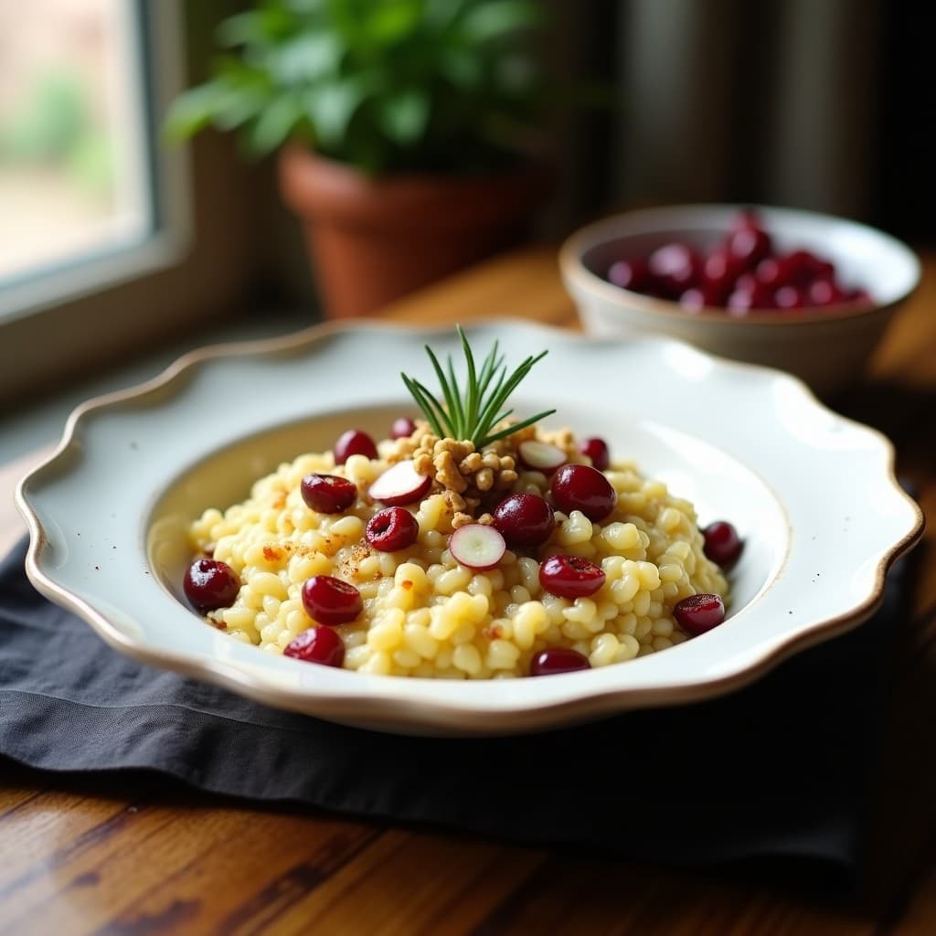 Risotto de Coliflor y Arándanos Rojos con Queso de Cabra: Receta Italiana Keto Sin Horno