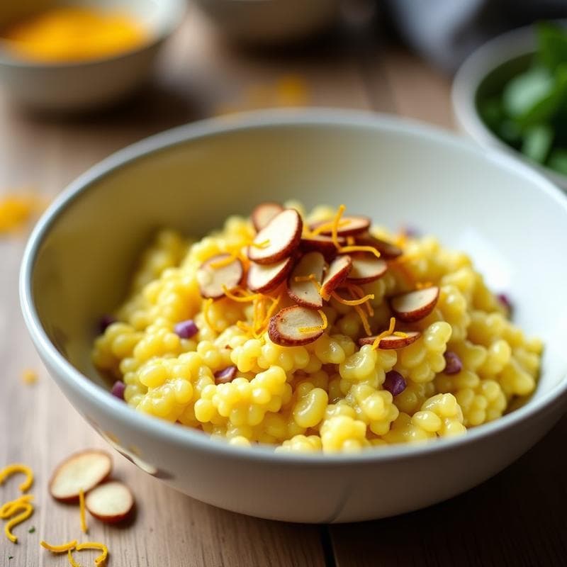 Risotto de Coliflor con Azafrán y Almendras: Plato Principal Keto en 20 Minutos