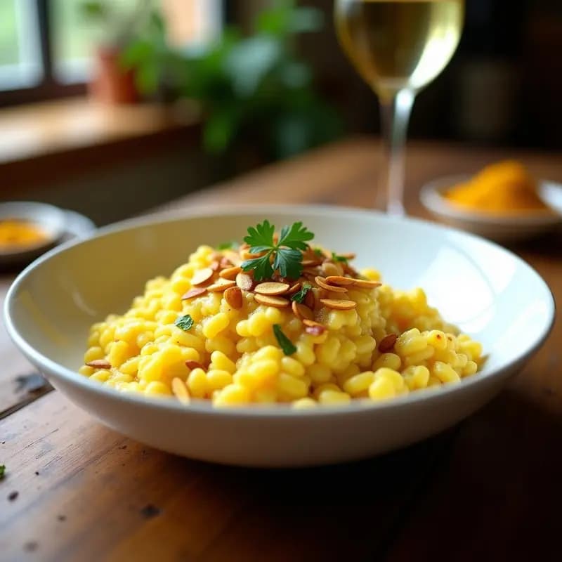 Risotto de Coliflor con Azafrán y Champagne: Receta Italiana Gourmet Sin Lácteos