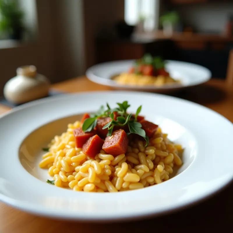 Risotto de Coliflor y Azafrán con Trozos de Chorizo Vegano: Receta Española en 20 Minutos