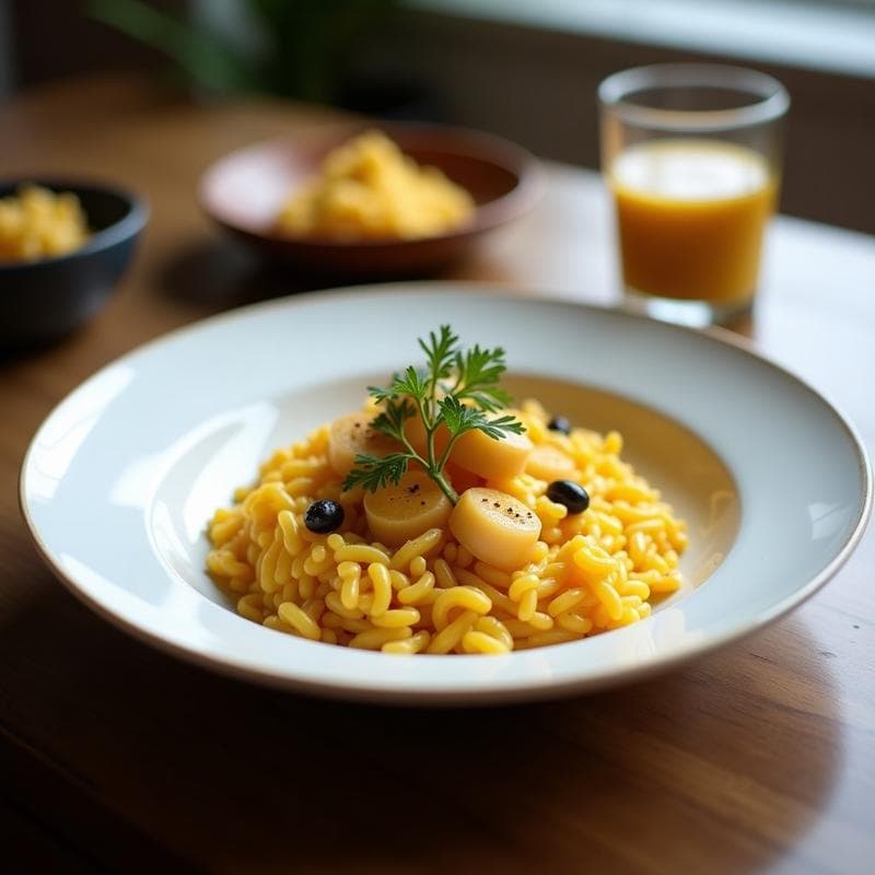 Risotto de Coliflor con Azafrán y Polvo de Oro Comestible: Receta Keto y Sin Lácteos