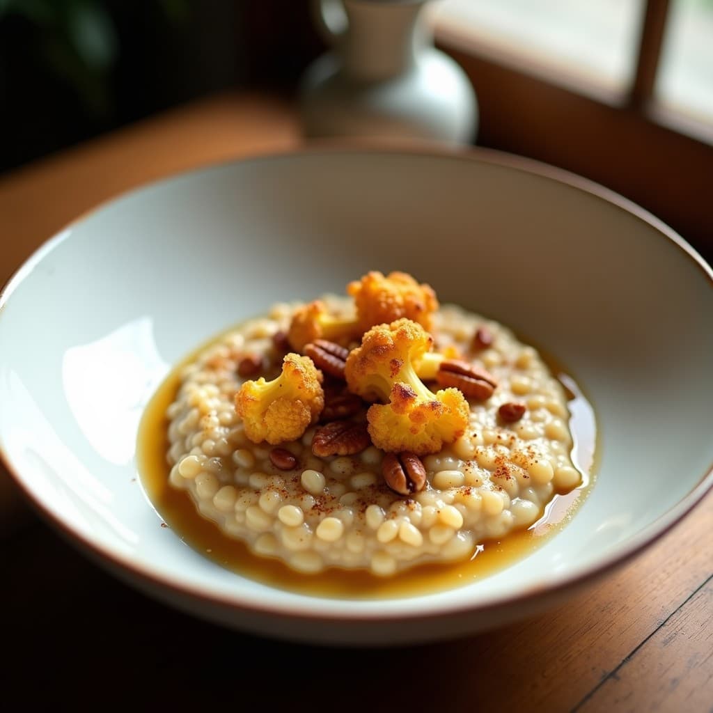 Risotto de Coliflor y Azúcar Morena: Receta Vegana en Olla Express con Toque Dulce-Salado