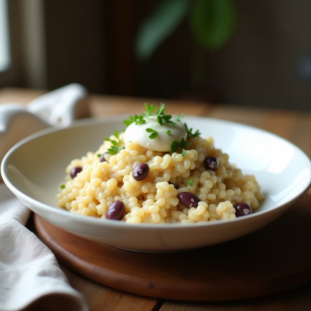 Risotto de Coliflor y Azukis con Queso Vegano: Receta en Olla Exprés Sin Lácteos