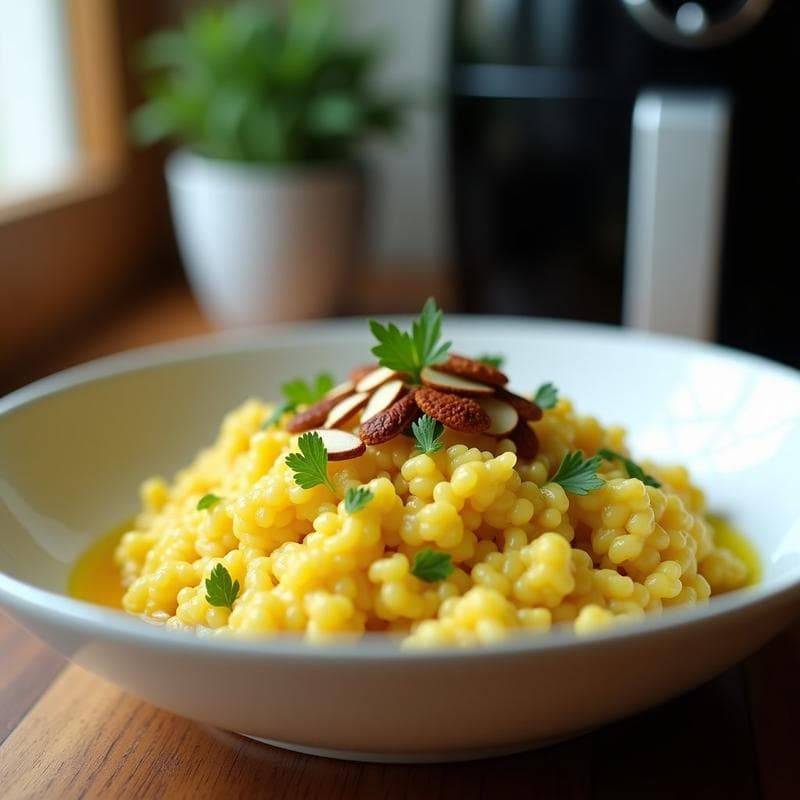 Risotto de Coliflor con Cúrcuma: Receta en Airfryer Sin Gluten y Baja en Carbohidratos
