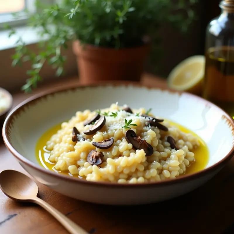 Risotto de Coliflor y Hongos Porcini: Receta Italiana Baja en Calorías en Olla Lenta
