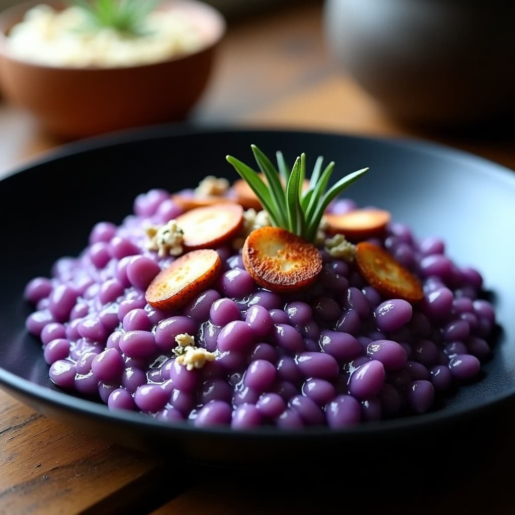 Risotto de Coliflor Morada y Queso Azul: Receta Italiana Keto con Umami