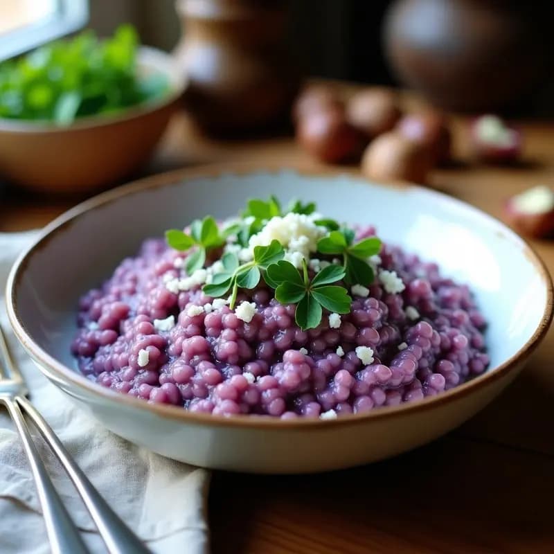 Risotto de Coliflor Morada con Queso de Castañas: Receta Vegana en Thermomix Alta en Antioxidantes