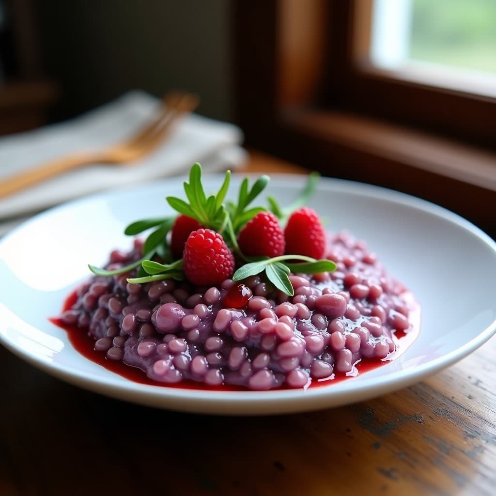 Risotto de Coliflor Morada con Vinagreta de Frambuesa y Rúcula: Receta Keto Antioxidante