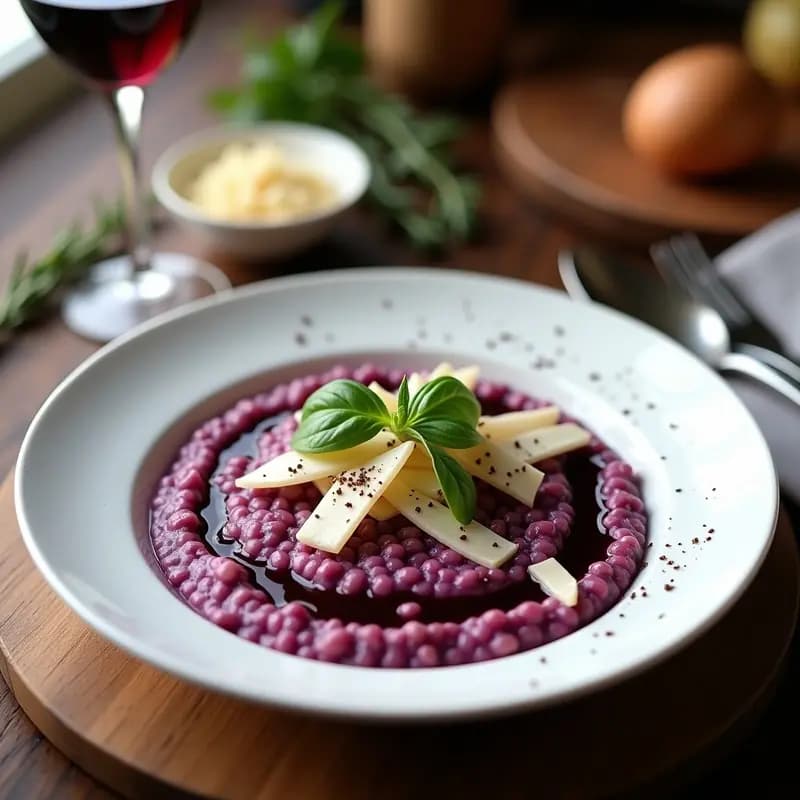 Risotto de Coliflor Morada con Reducción de Vino Tinto: Receta Gourmet Sin Arroz