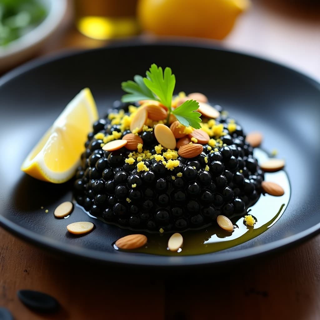 Risotto de Coliflor con Tinta de Calamar y Azafrán: Receta Española Keto y Gourmet