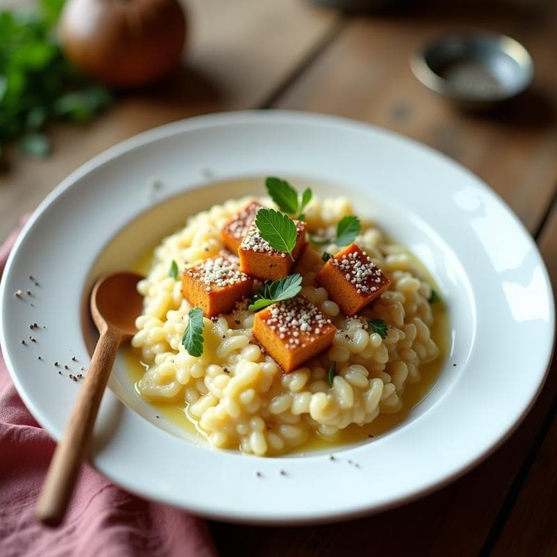 Risotto de Coliflor con Tofu Ahumado: Receta en Airfryer con Textura Cremosa y Sabores Intensos