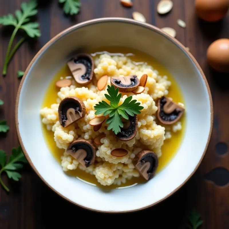 Risotto de Coliflor con Trufa Negra y Champiñones: Receta Italiana Baja en Carbohidratos