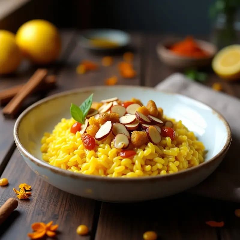 East Meets West Risotto: Arroz con Cúrcuma y Pollo al Estilo Persa-Iraní en 30 Minutos