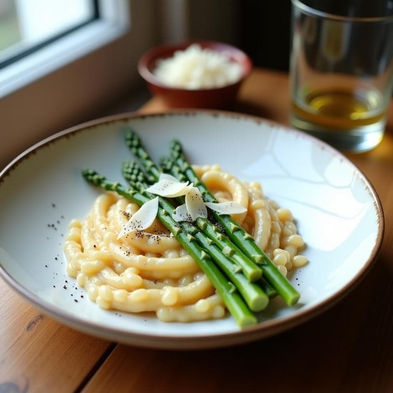 Risotto de Espárragos Trigueros y Queso Parmesano: Receta Cremosa en 30 Minutos con Toque Italiano
