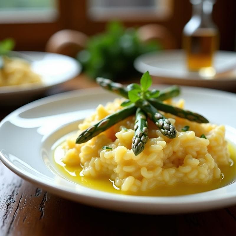 Risotto de Espárragos Blancos y Azafrán: Receta en Airfryer Sin Lácteos y Elegante