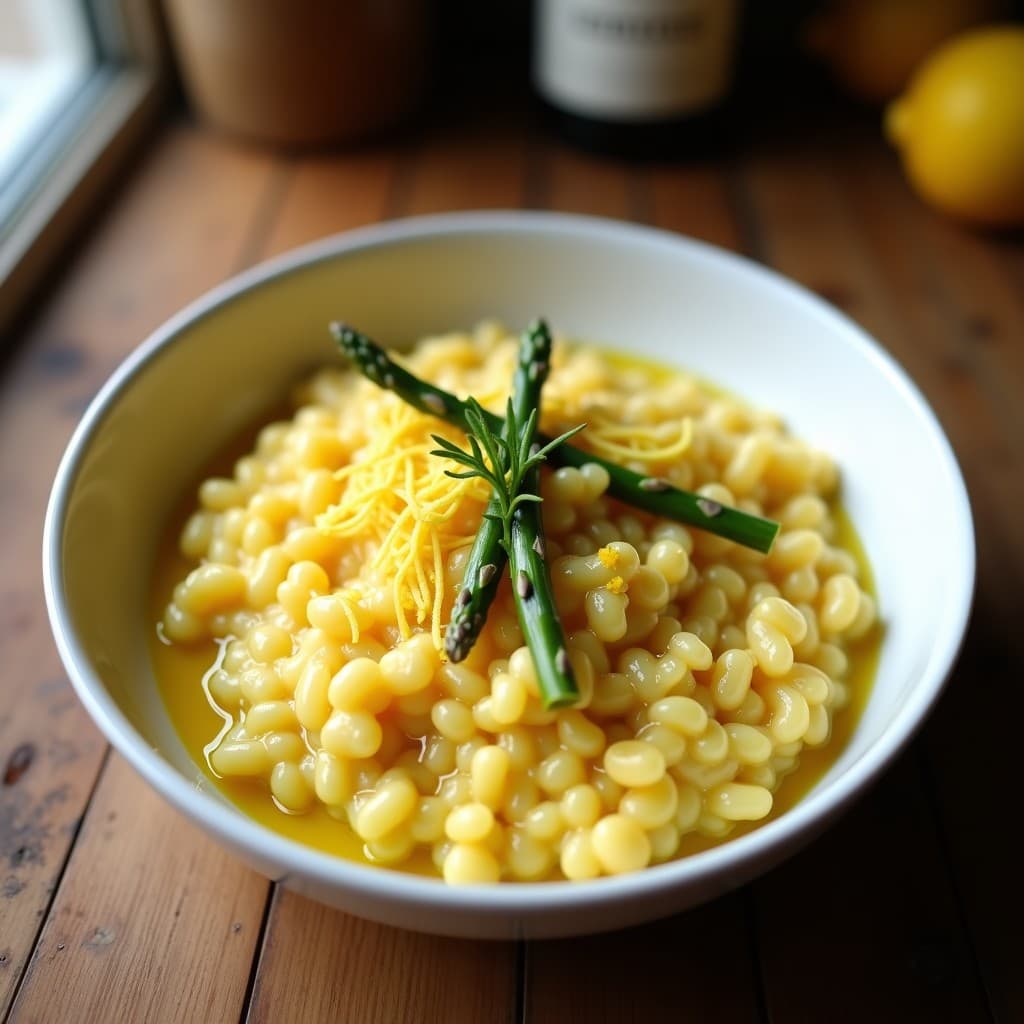 Risotto de Espárragos Blancos y Azafrán: Receta Italiana Vegana con Toque Gourmet
