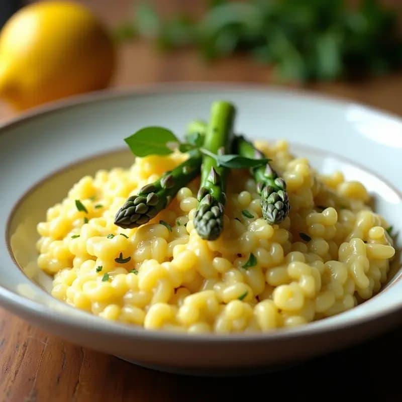Risotto de Espárragos Blancos y Limón: Receta Italiana Keto en Olla Lenta