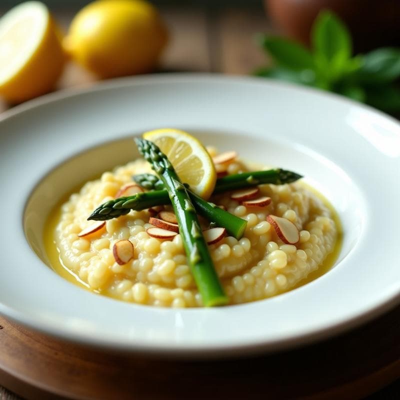 Risotto de Espárragos Trigueros y Limón: Receta Primaveral en Olla Express Sin Lácteos