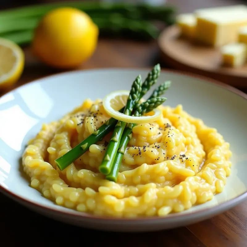 Risotto de Espárragos y Limón: Receta Italiana sin Lácteos con Queso Vegano de Cashew