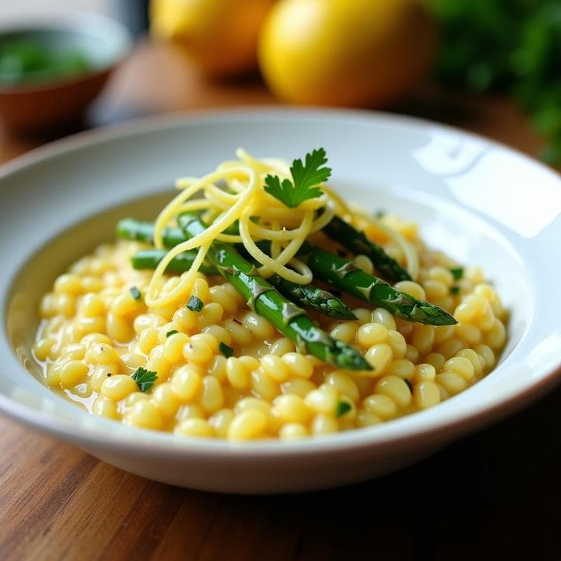Risotto de Espárragos Trilados y Limón Confitado: Receta Cremosa en Thermomix y Sin Lácteos
