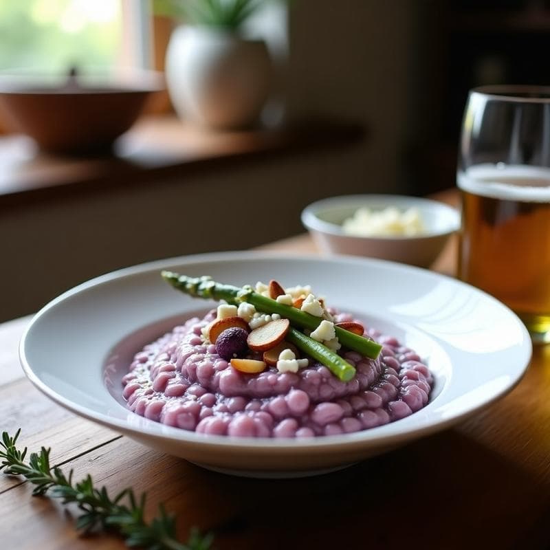 Risotto de Espárragos Morados y Queso de Cabra: Receta en Thermomix Sin Gluten