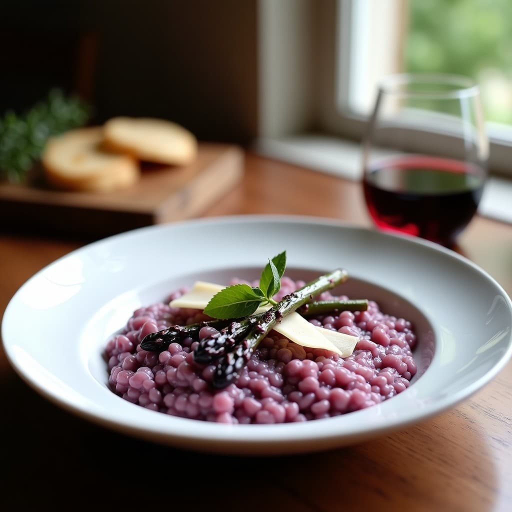 Risotto de Espárragos Morados y Vino Tinto: Receta Italiana en Thermomix con Toque Elegante