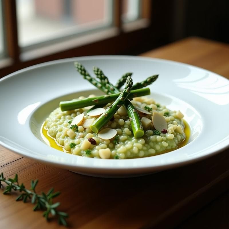 Risotto de Espárragos Trigos Verdes: Receta en Ollas Superpuestas Sin Vigilar con Toque Gourmet