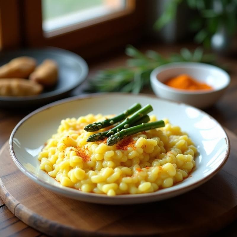 Risotto de Espárragos Trigueros y Azafrán: Receta en Olla Rápida con Toque Primaveral