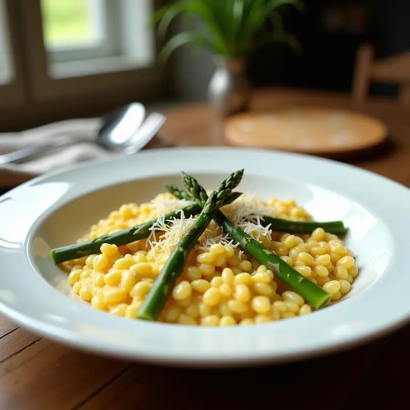 Risotto de Espárragos Trigueros y Azafrán: Receta Italiana con Arroz Arborio en 25 Minutos