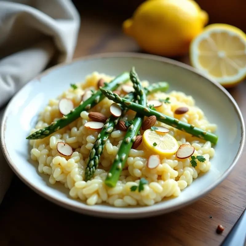 Risotto de Espárragos Trigueros y Limón: Receta Italiana Sin Lactosa con Caldo de Verduras