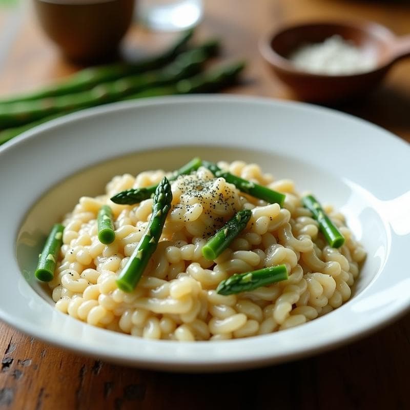 Risotto de Espárragos Trigueros con Zaatar: Receta Gourmet en 25 Minutos con Toque Libanés