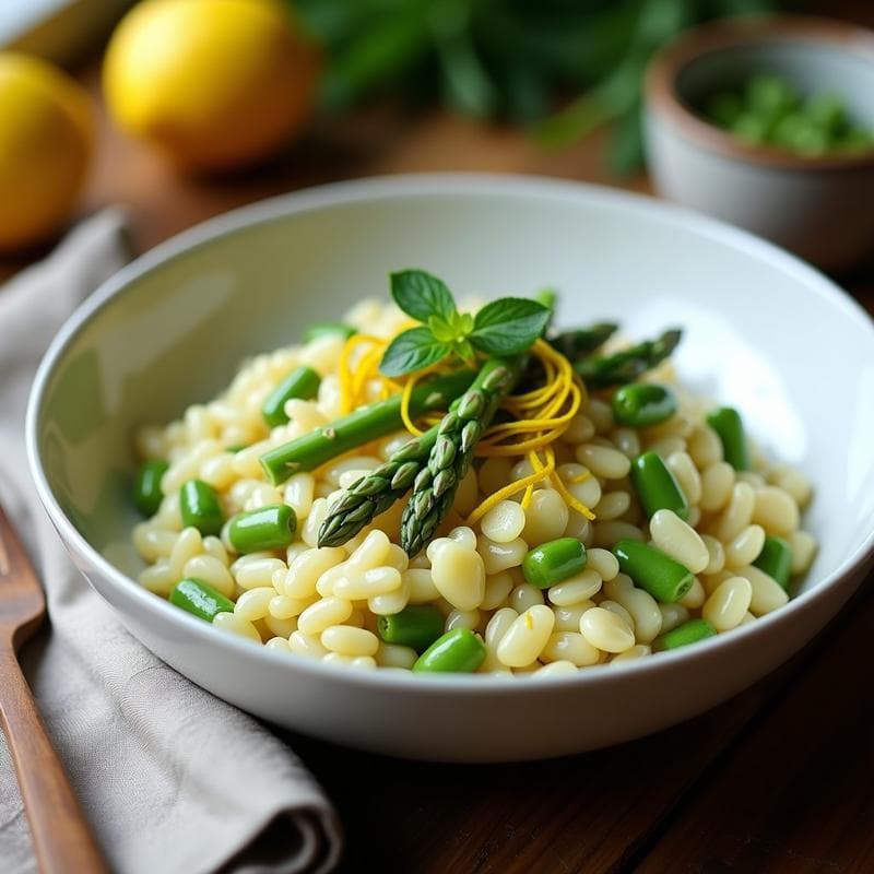 Risotto de Espárragos Verdes y Limón: Receta Italiana Vegana con Toque Primaveral