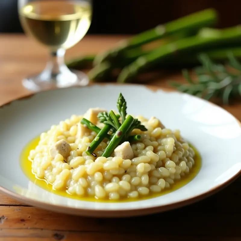 Risotto de Espárragos Trigueros y Vino Blanco: Receta Italiana Cremosa y Sin Lactosa