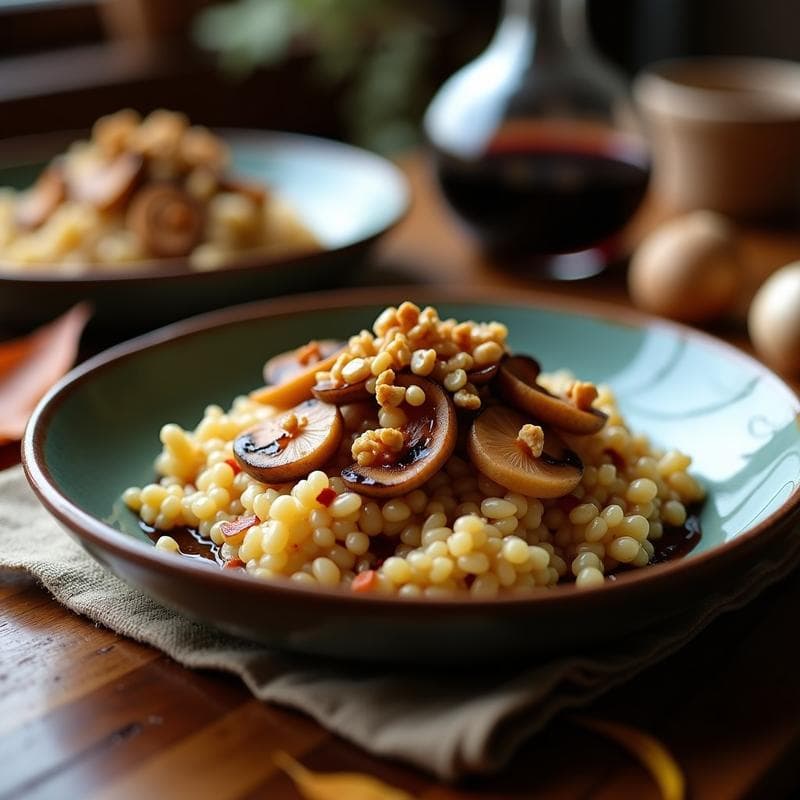 Risotto de Espelta y Boletus con Reducción de Pedro Ximénez: Receta Española de Otoño en Thermomix