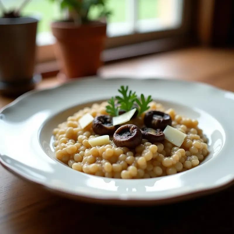 Risotto de Espelta con Champiñones Morados y Queso de Oveja: Receta Española en Thermomix