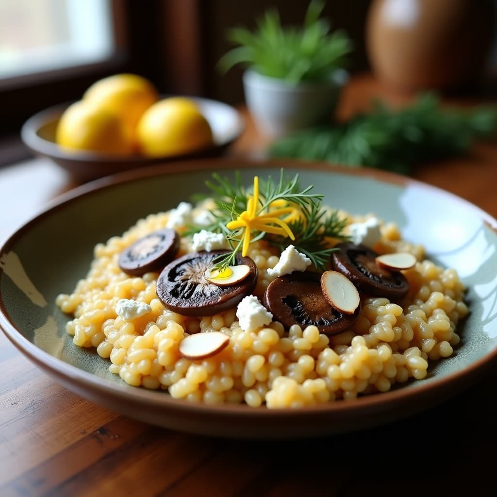 Risotto de Espelta y Champiñones Portobello: Receta en Thermomix con Toque Griega