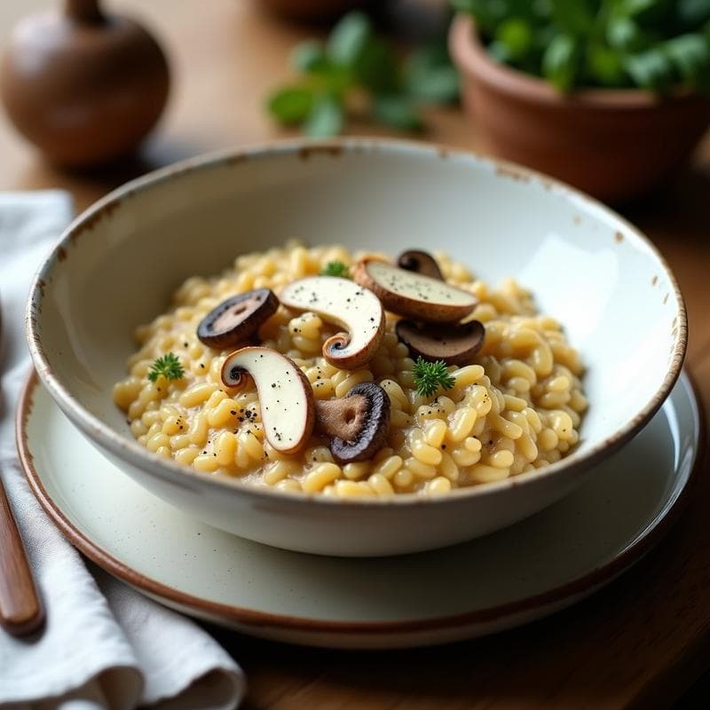 Risotto de Espelta con Champiñones Silvestres y Trufa Blanca: Receta Sin Lácteos en Thermomix