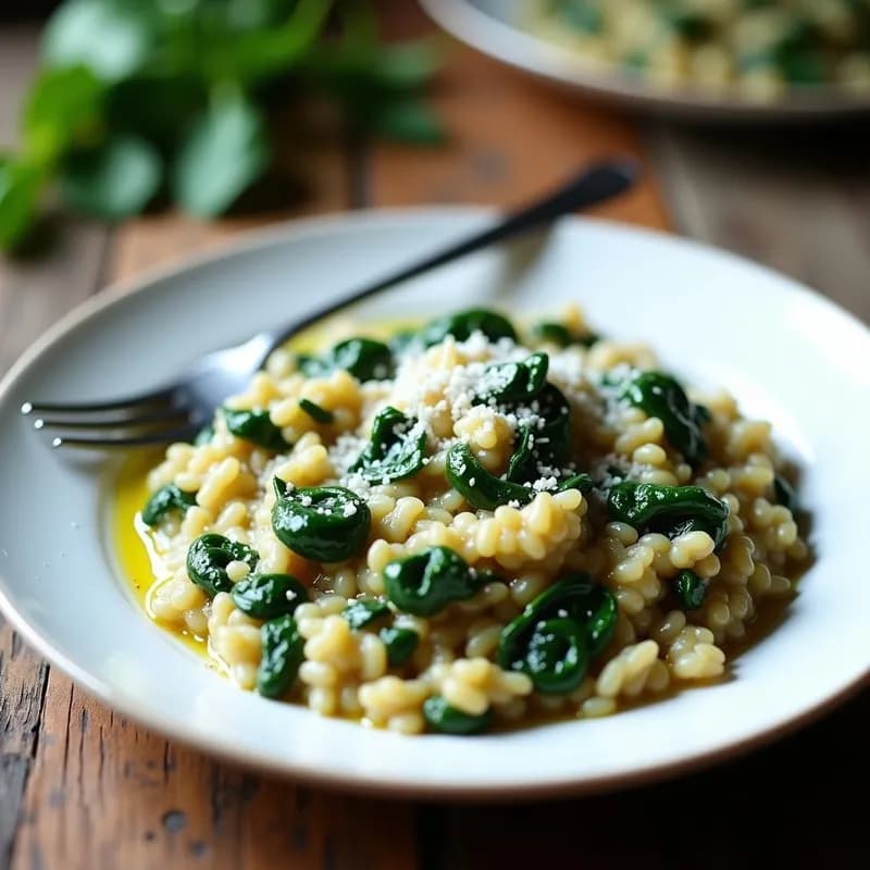 Risotto de Espinacas y Ajo Negro: Receta Cremosa en Airfryer Sin Aceite