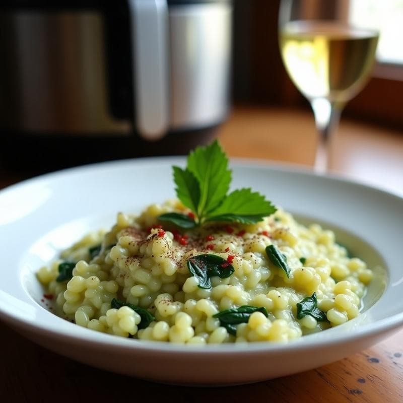 Risotto de Espinacas y Alcachofas: Receta en Airfryer Sin Lactosa y Alta en Fibra