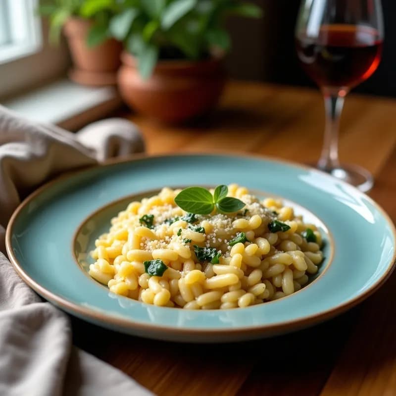Risotto de Espinacas y Queso Azul: Receta en Airfryer Sin Aceite en 25 Minutos