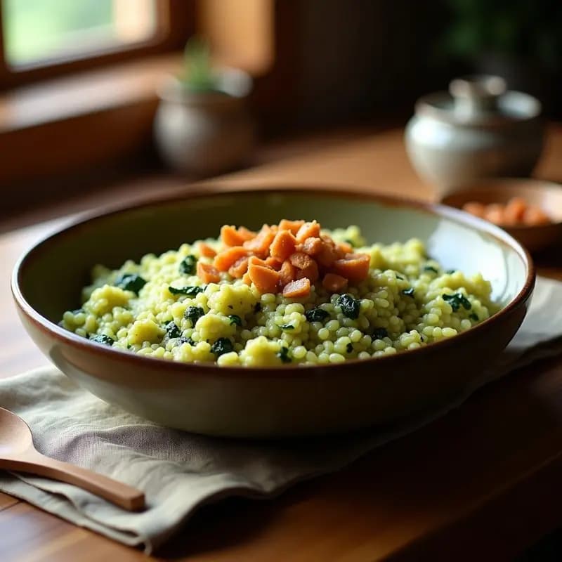 Risotto de Espinacas y Queso de Castañas con crujiente de Panceta: Receta en Olla Lenta Keto