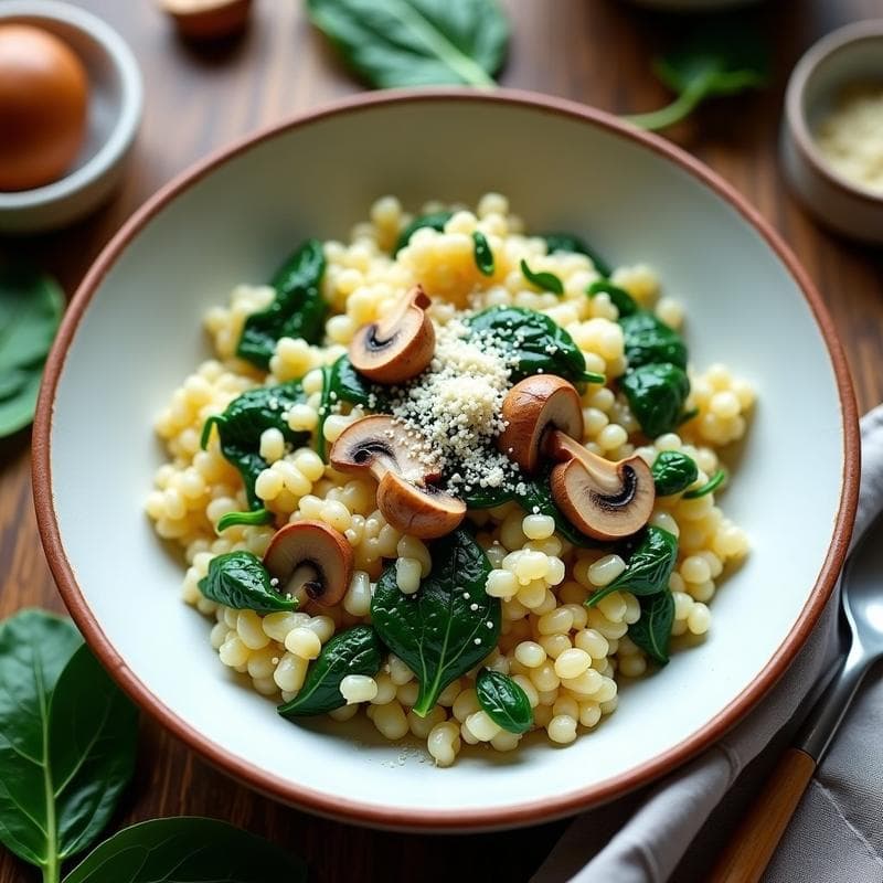 Risotto de Espinacas y Setas en Airfryer: Receta Keto y Sin Lactosa en 20 Minutos