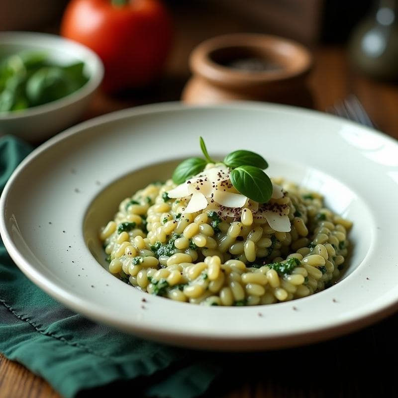 Risotto de Espinacas y Trufa: Receta Cremosa en Ollas Superpuestas con Dos Texturas