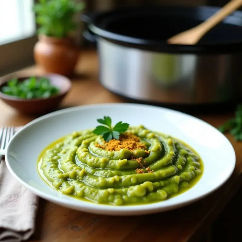 Risotto de Espirulina y Azafrán con Caldo de Verduras: Receta Vegana y Detox en Olla Lenta