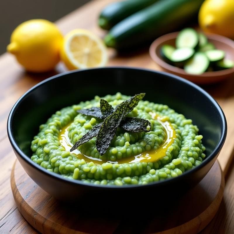 Risotto de Espirulina y Calabacín: Receta Vegana en Olla Lenta con Toque Algas