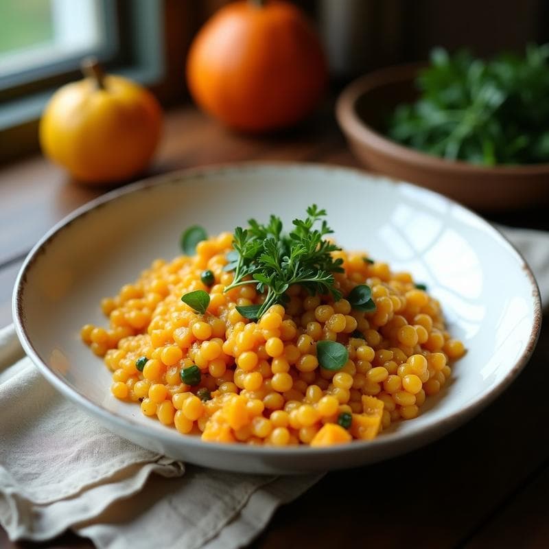Risotto de Espirulina y Calabaza Butternut: Receta Vegana Alta en Hierro y Sin Lactosa