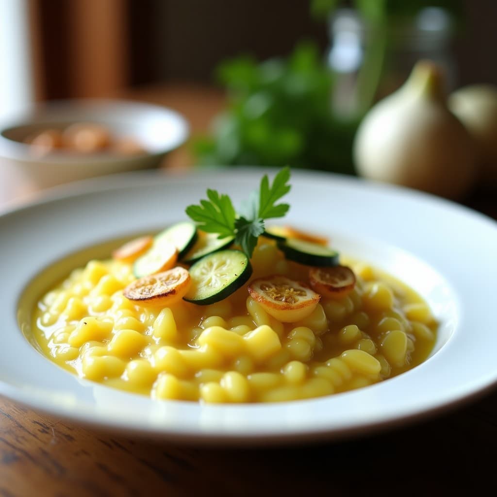 Risotto de Flor de Calabacín y Limón Confitado: Receta Italiana Sin Lácteos en Thermomix